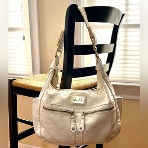 Marc Fisher Vintage Crocodile-Embossed Large Shoulder Boho Bag w/Gold Hardware